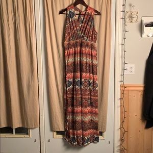 Long earth tone halter dress